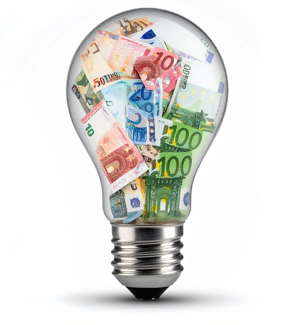 Lightbulb with different currencies